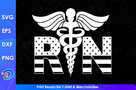 USA Flag RN Nurse SVG for Embroidery